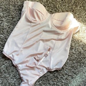 Pink strap or strapless body suit,